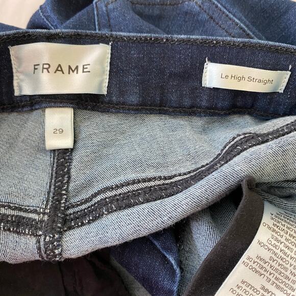 FRAME Le High Straight Jeans Size 29 Dante Blue Stretch Organic Denim Staple - Picture 12 of 16